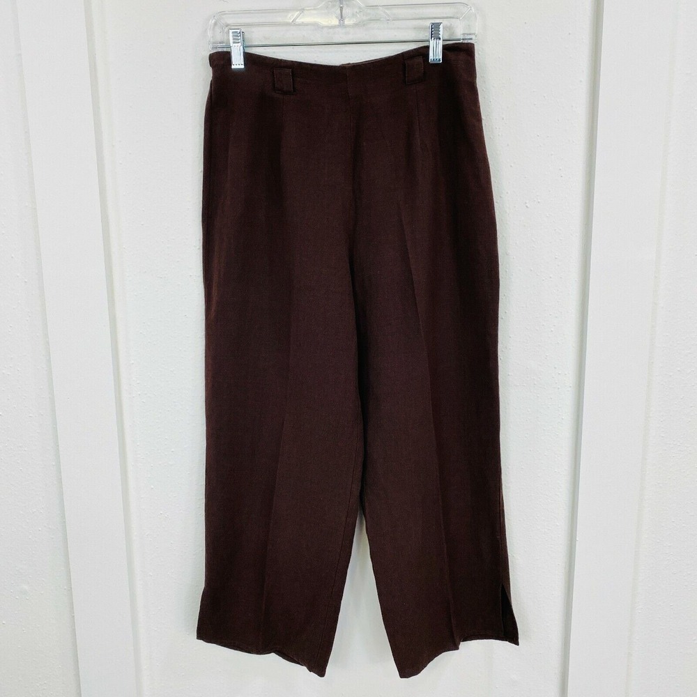 Norton McNaughton Suit Womens S Brown 2PC Linen Rayon Jacket Pants Set Neutral - Picture 4 of 11